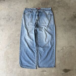 Vintage Anchor Blue Beyond Baggy Jeans 38 32 Navy Blue Distressed Skater Grunge